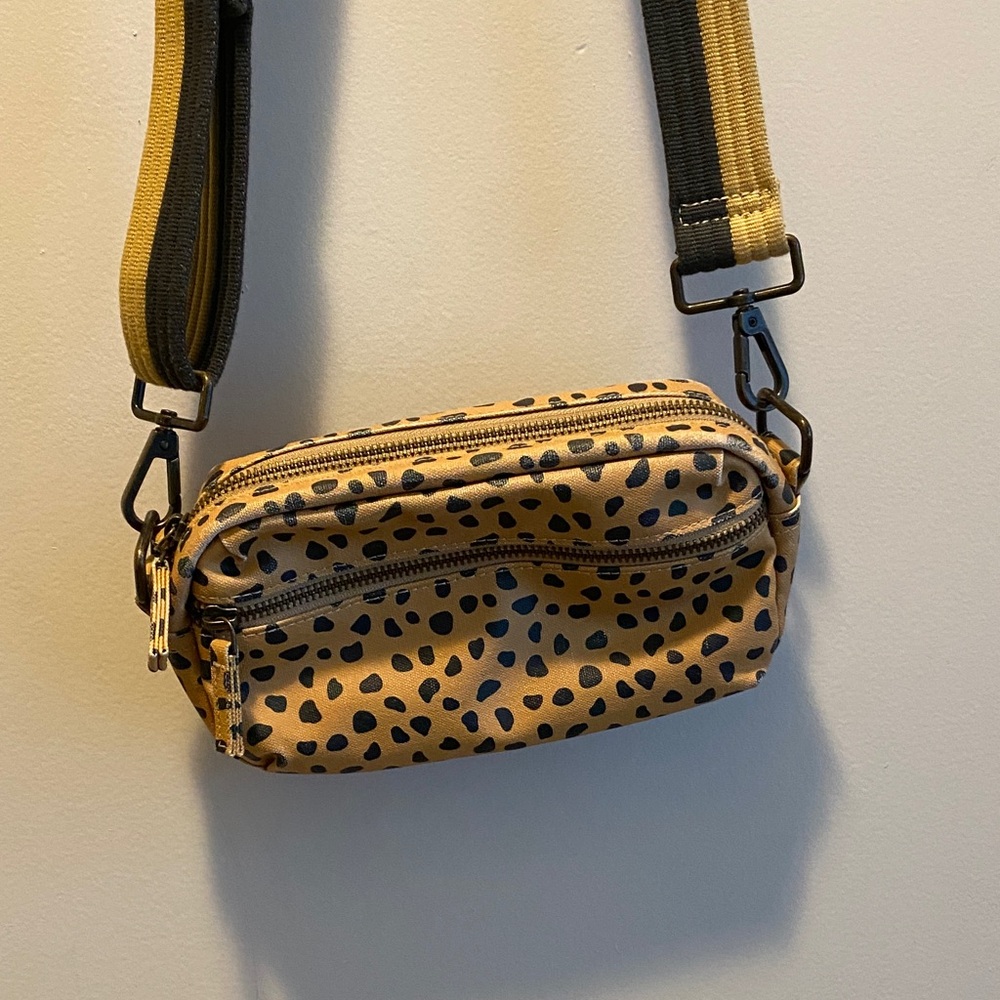 Marine Layer Tan and Black Patterned Crossbody Bag
